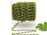 Peridot Chalcedony Rosary Chain, 925 Sterling Silver, 2mm Faceted