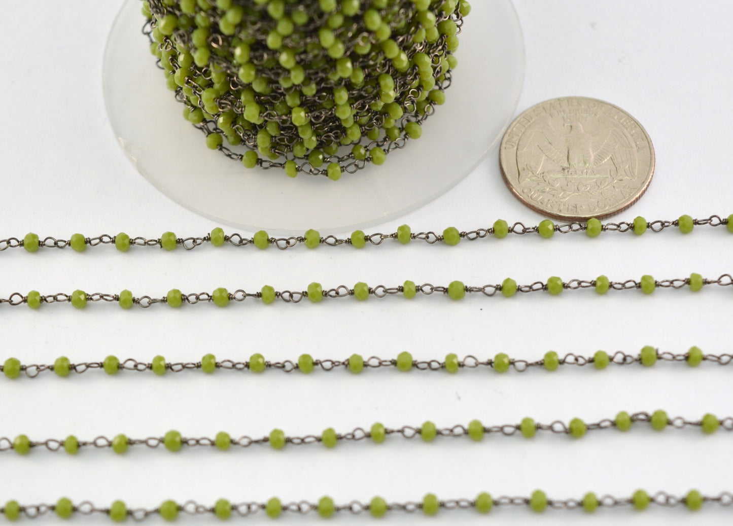 Chalcedony Rosary Chain - 925 Silver Gold, 2mm