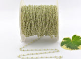 Peridot Rosary Chain, 925 Sterling Silver, 2mm Faceted