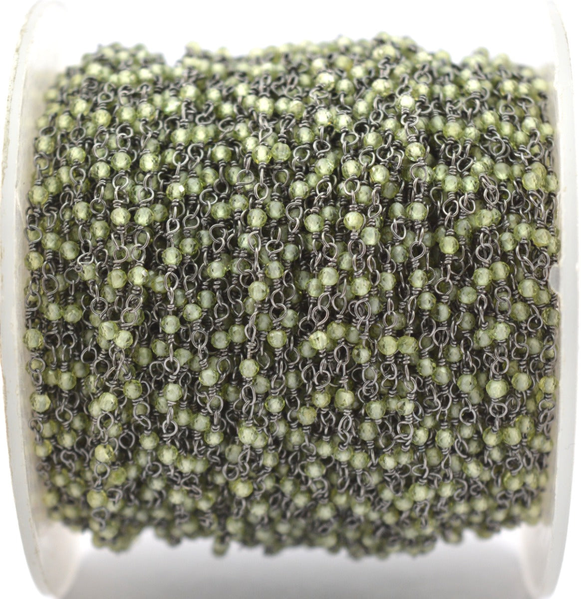 Graceful Peridot Rosary Chain in 925 Silver Gold - 2mm