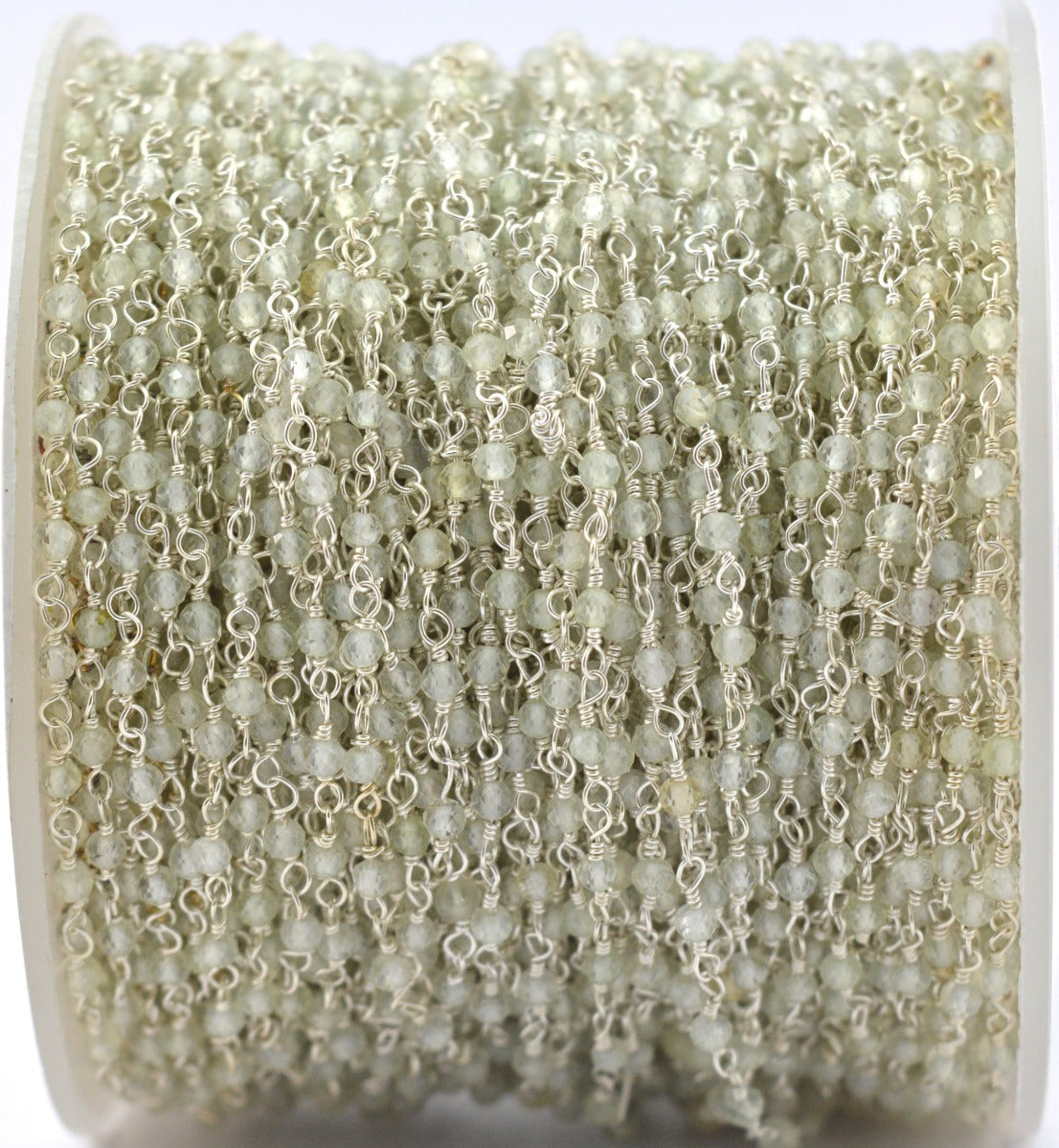 Unique 925 Silver Gold Rosary Chain - Prehnite 2mm