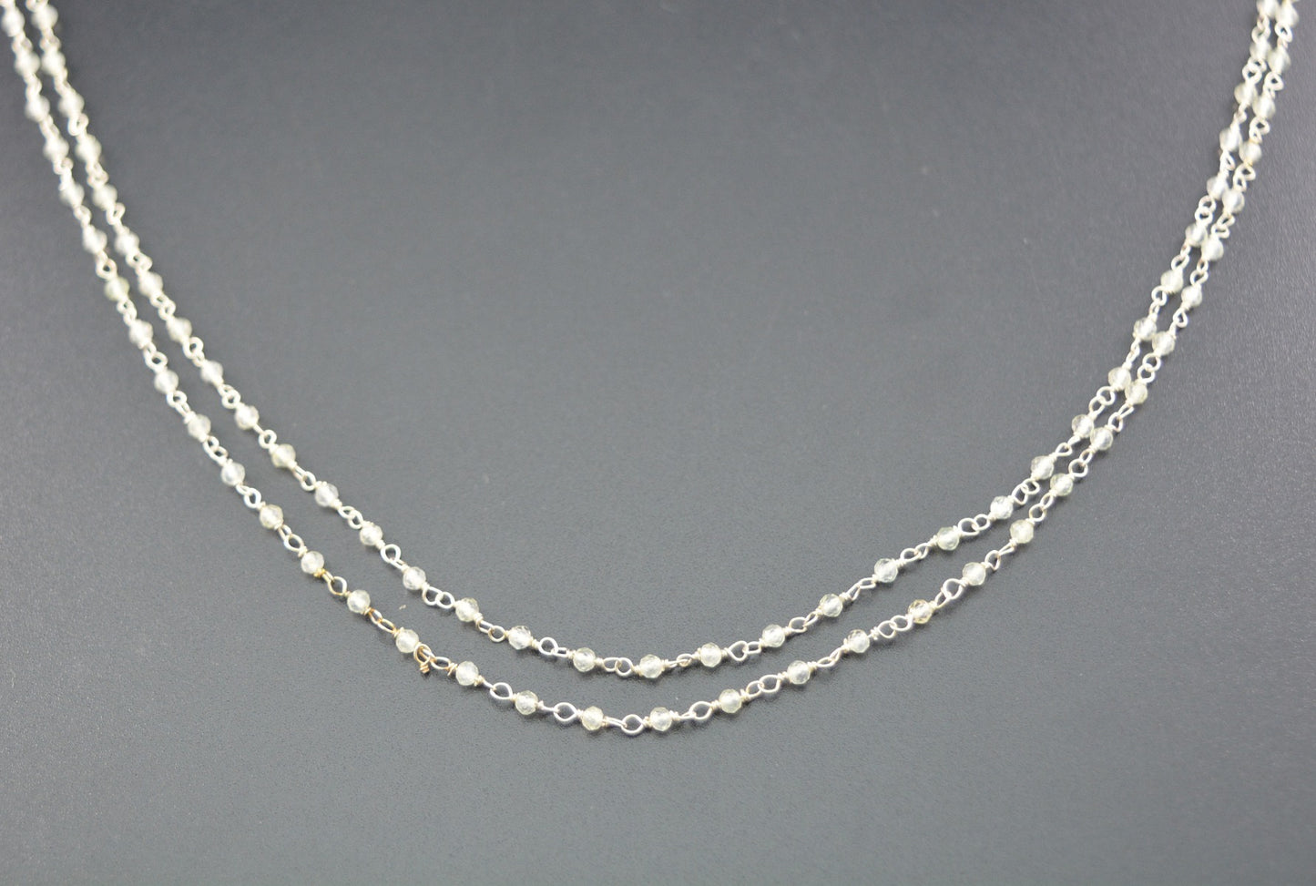 Unique 925 Silver Gold Rosary Chain - Prehnite 2mm