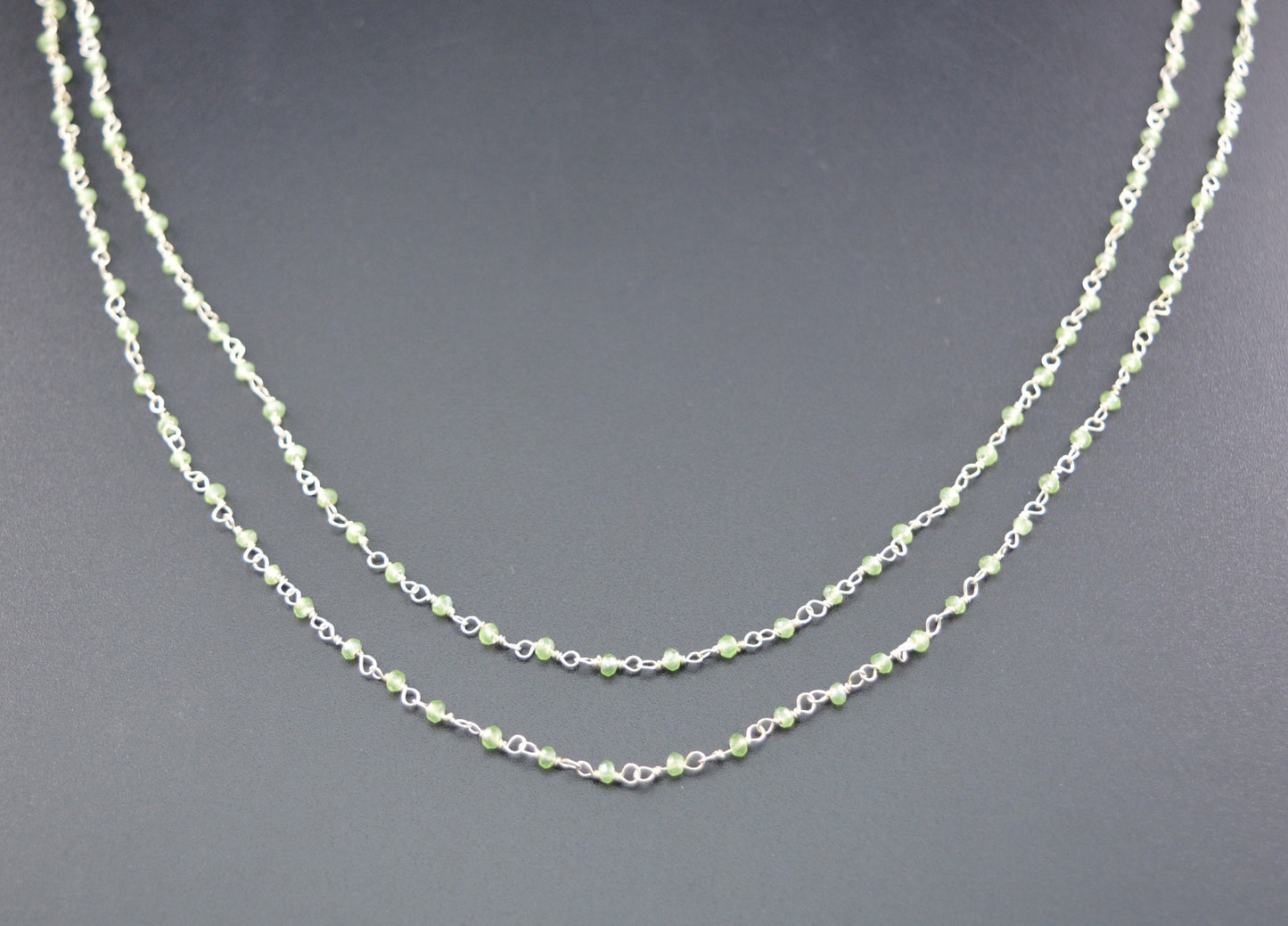 Gorgeous Rosary Chain - Chalcedony 925 Silver Gold 2mm