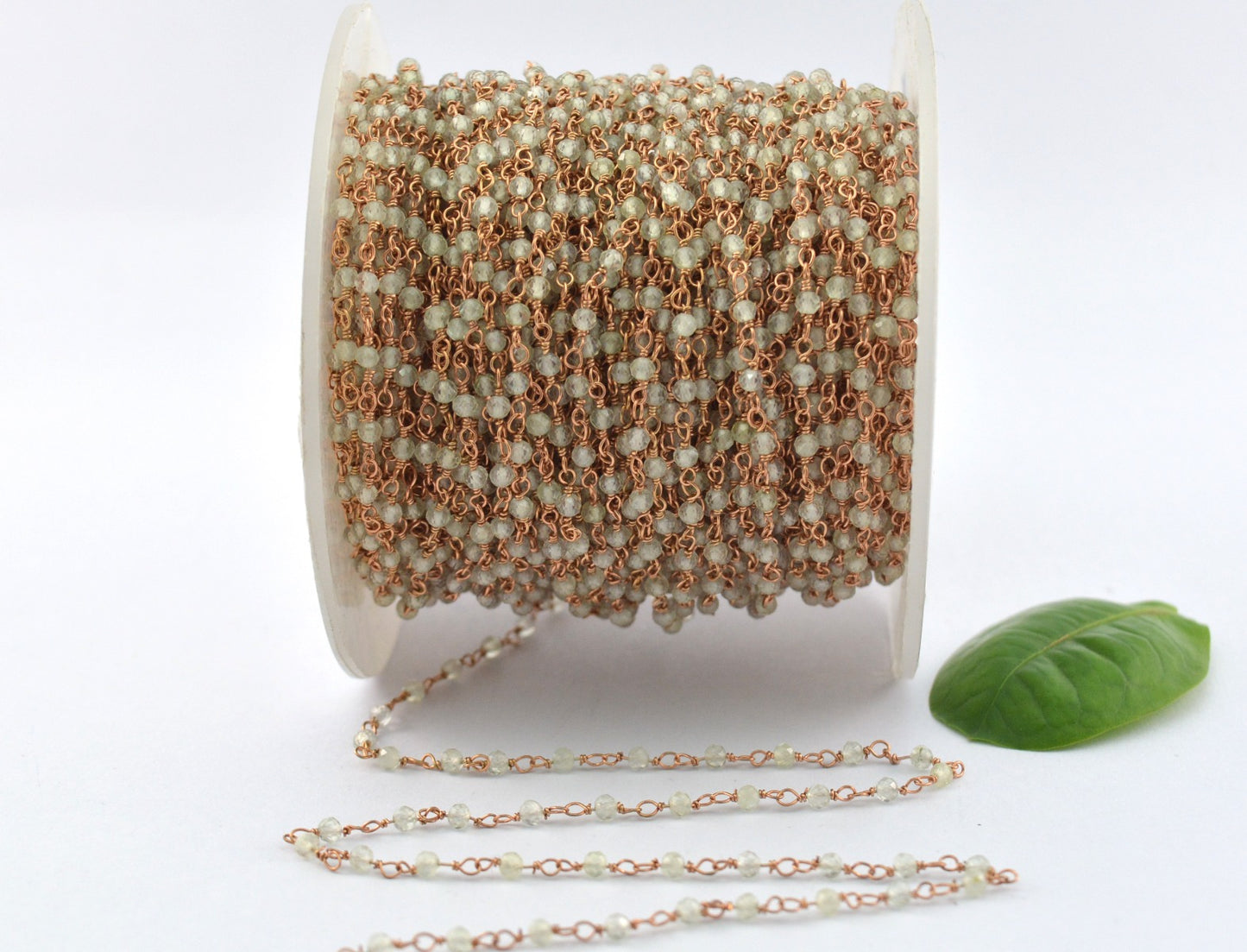 Gorgeous Rosary Chain - Chalcedony 925 Silver Gold 2mm