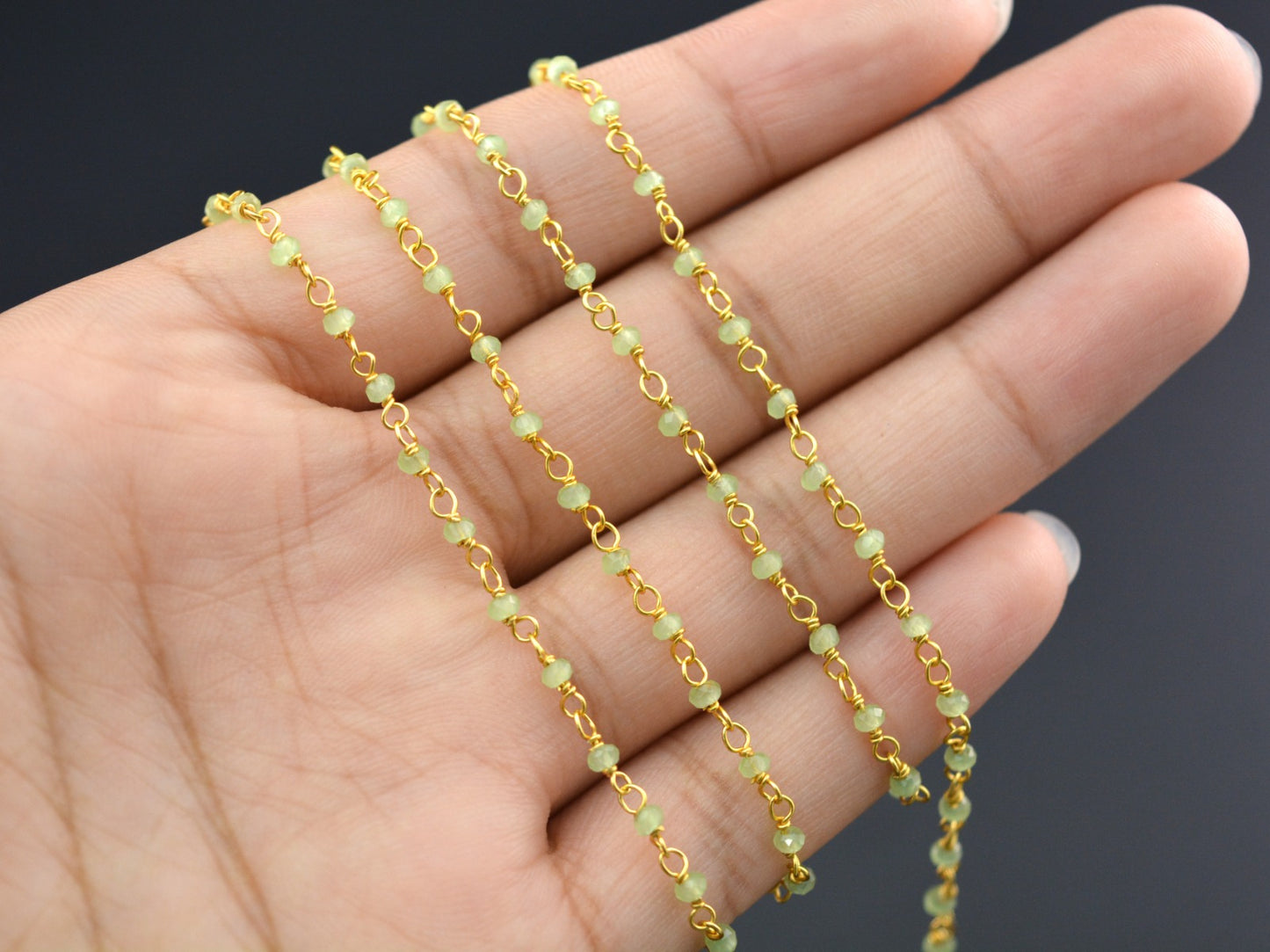 Chalcedony Rosary Chain - 925 Silver, 2mm