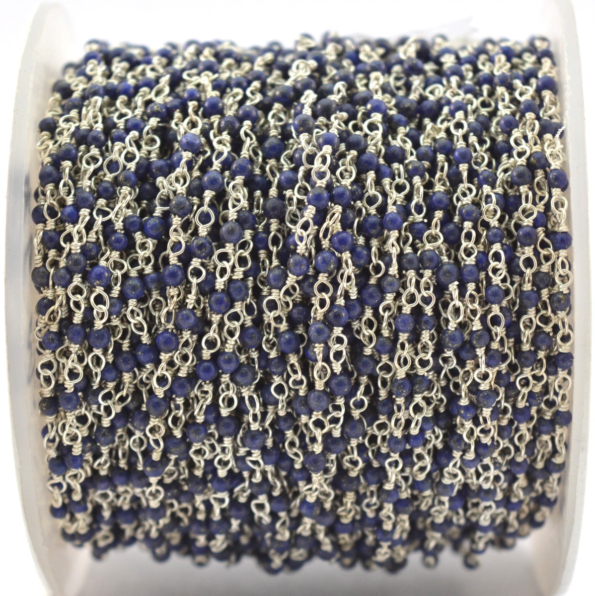 Handmade 925 Silver Gold Rosary Chain - Lapis 2mm