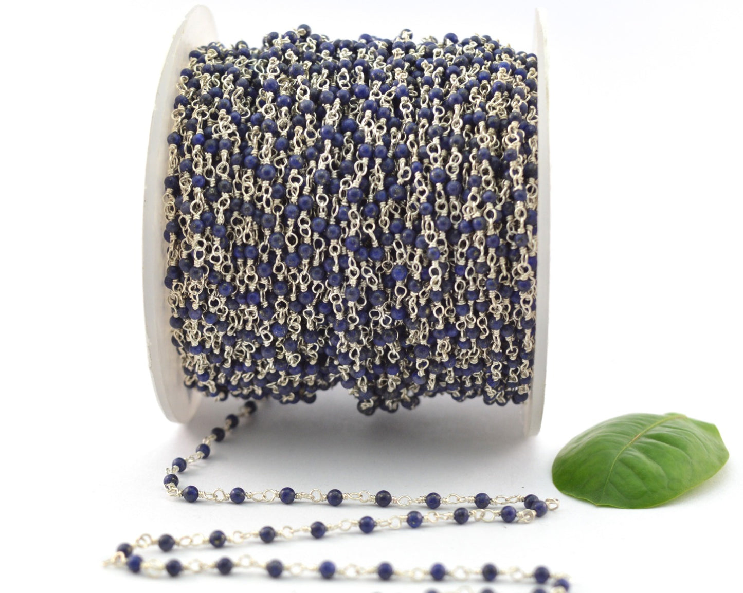 Handmade 925 Silver Gold Rosary Chain - Lapis 2mm