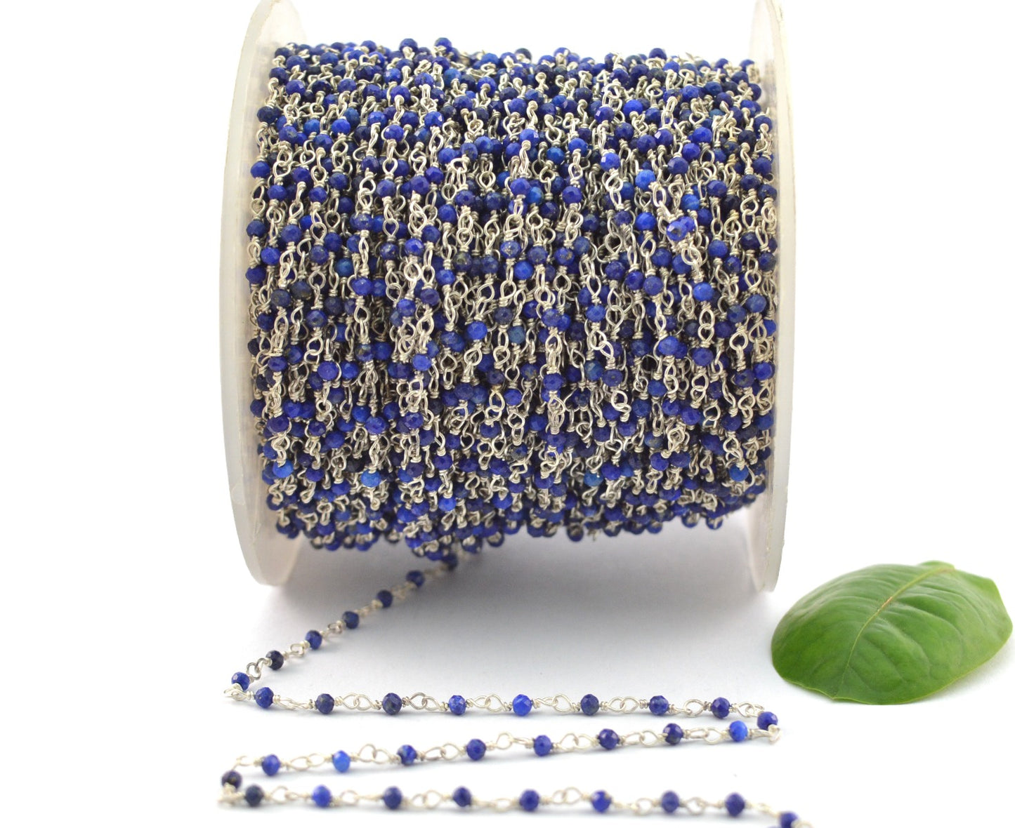 Lapis Rosary Chain - 925 Silver, 2mm