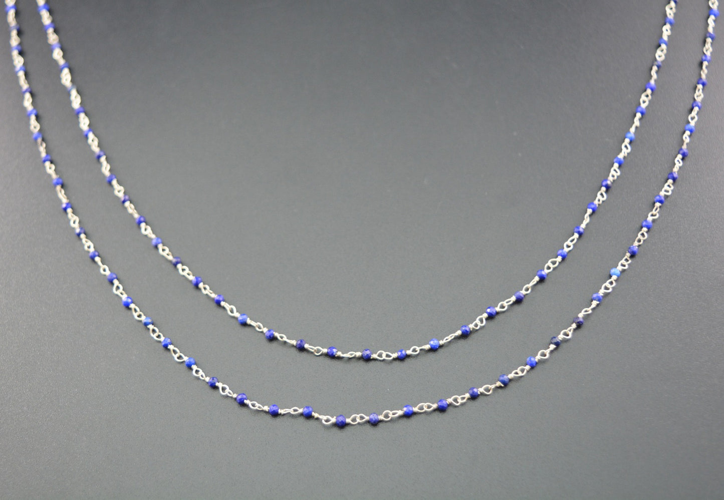Lapis Rosary Chain - 925 Silver, 2mm