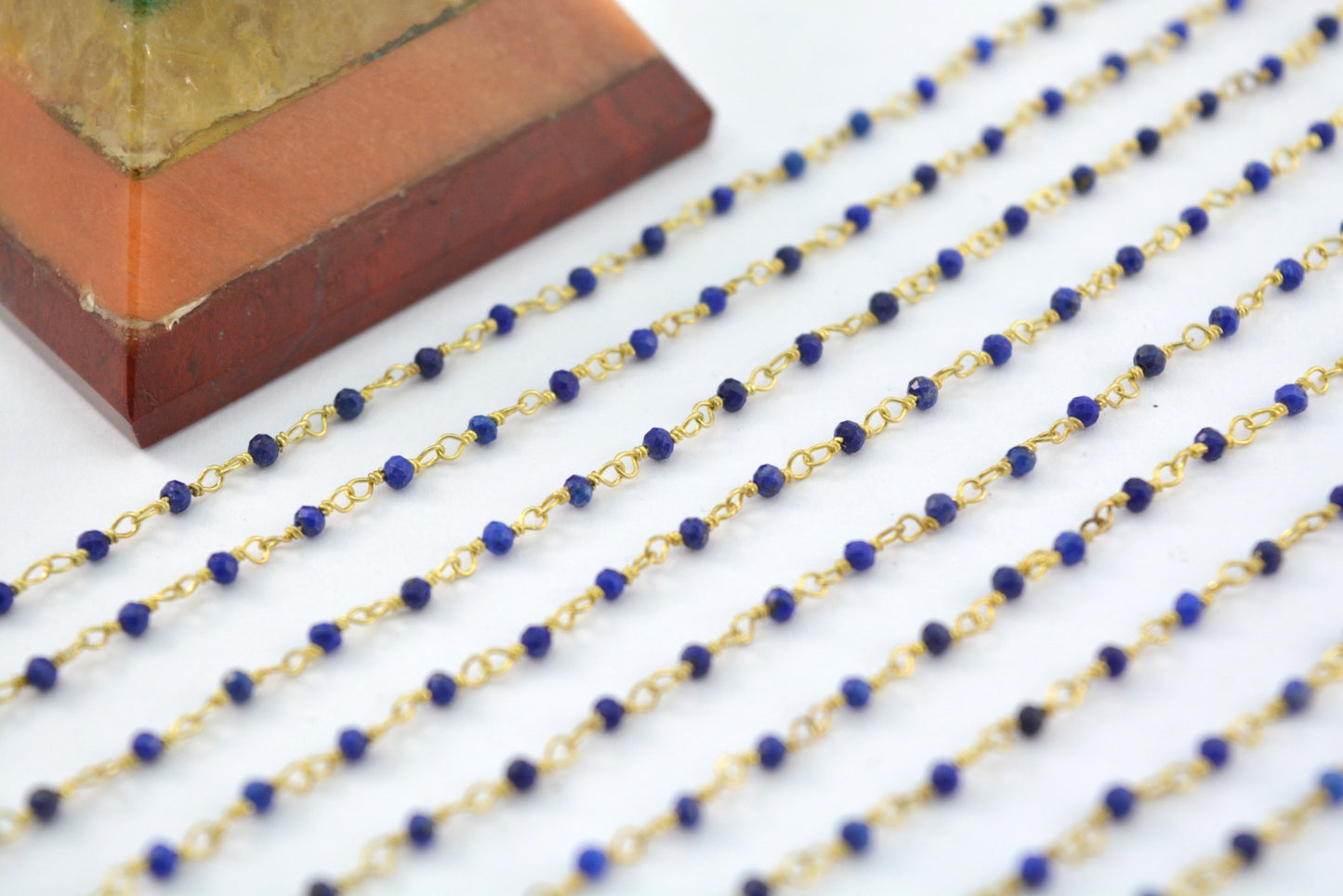 Lapis Rosary Chain - 925 Silver, 2mm