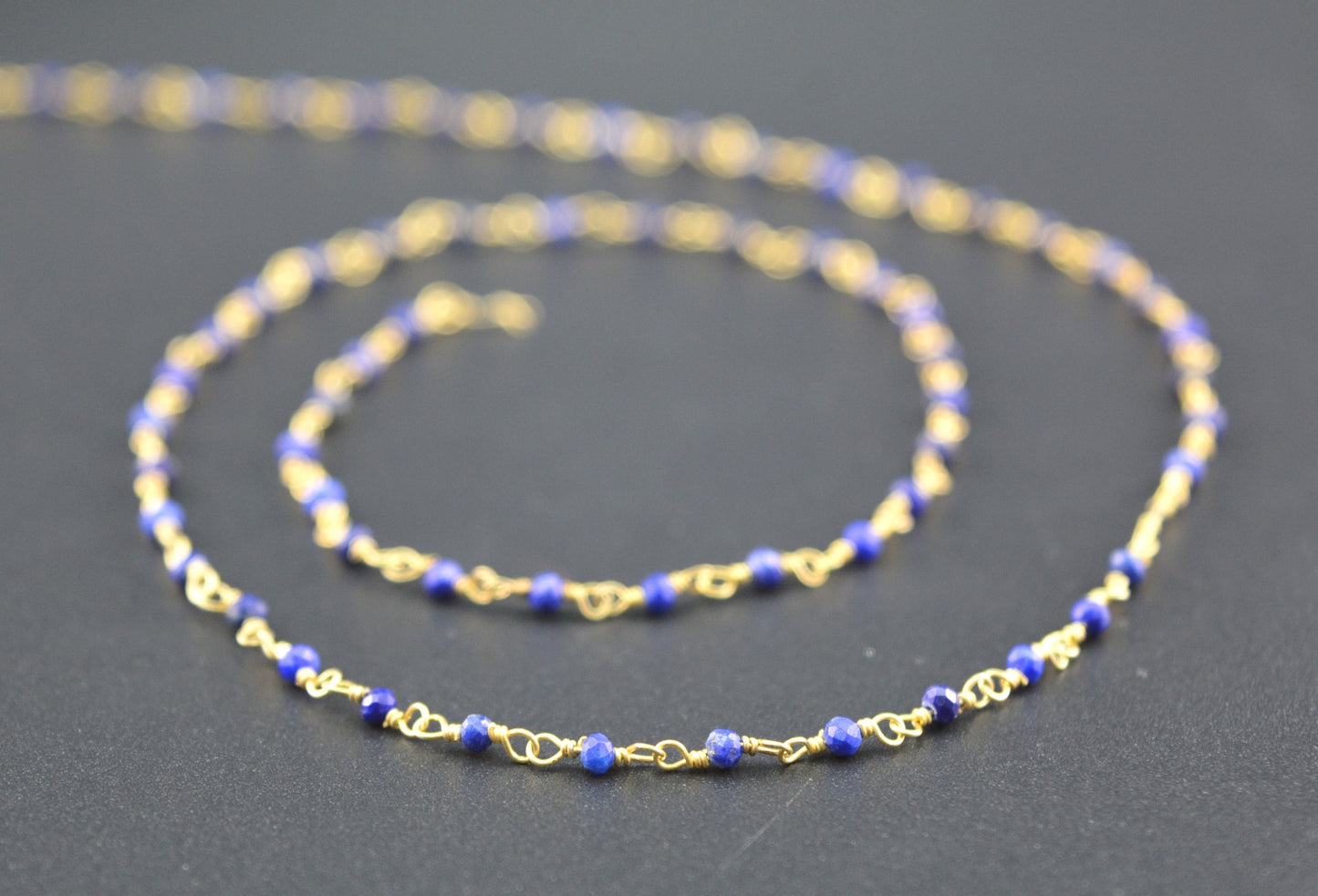 Lapis Rosary Chain - 925 Silver, 2mm