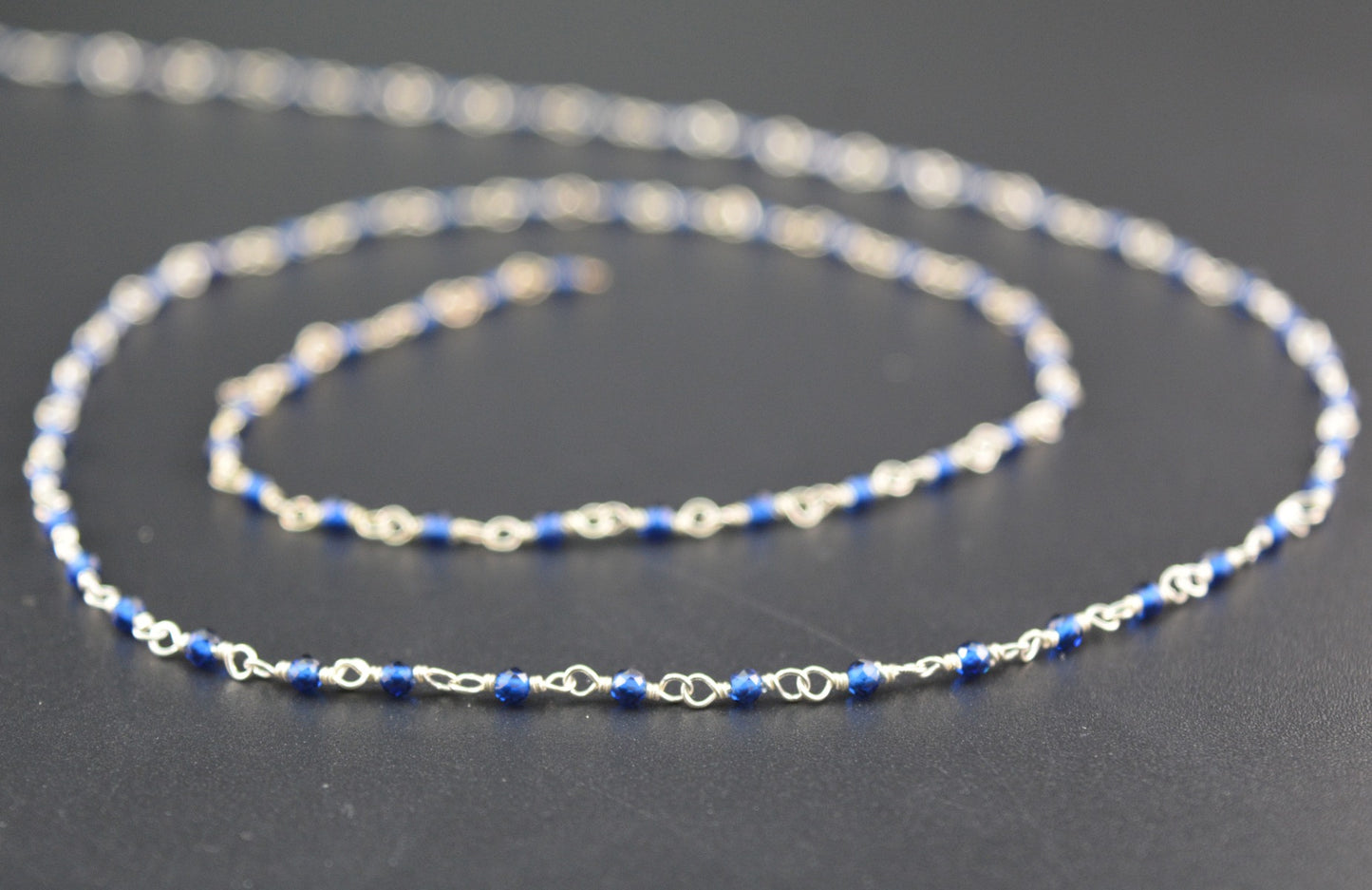 925 Silver Gold Rosary Chain with Onyx - 2mm #2