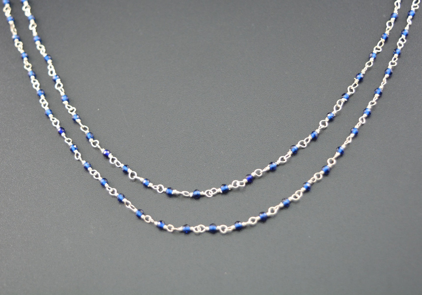 925 Silver Gold Rosary Chain with Onyx - 2mm #2