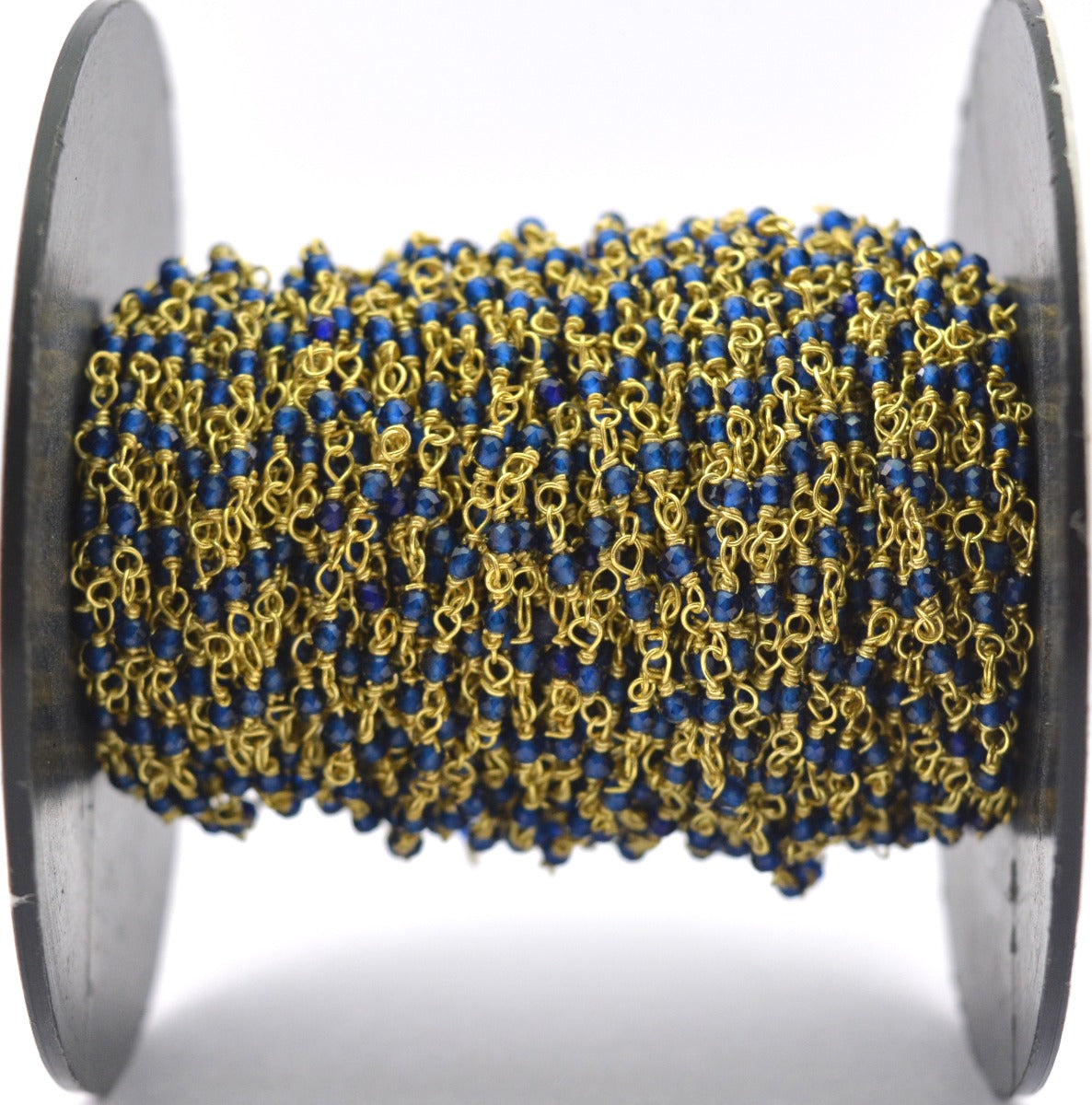 925 Silver Gold Rosary Chain with Onyx - 2mm #2