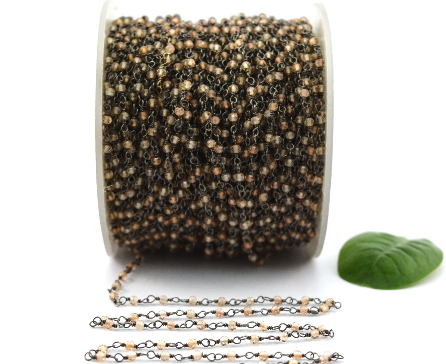 Quartz Rosary Chain - 925 Silver Gold, 2mm