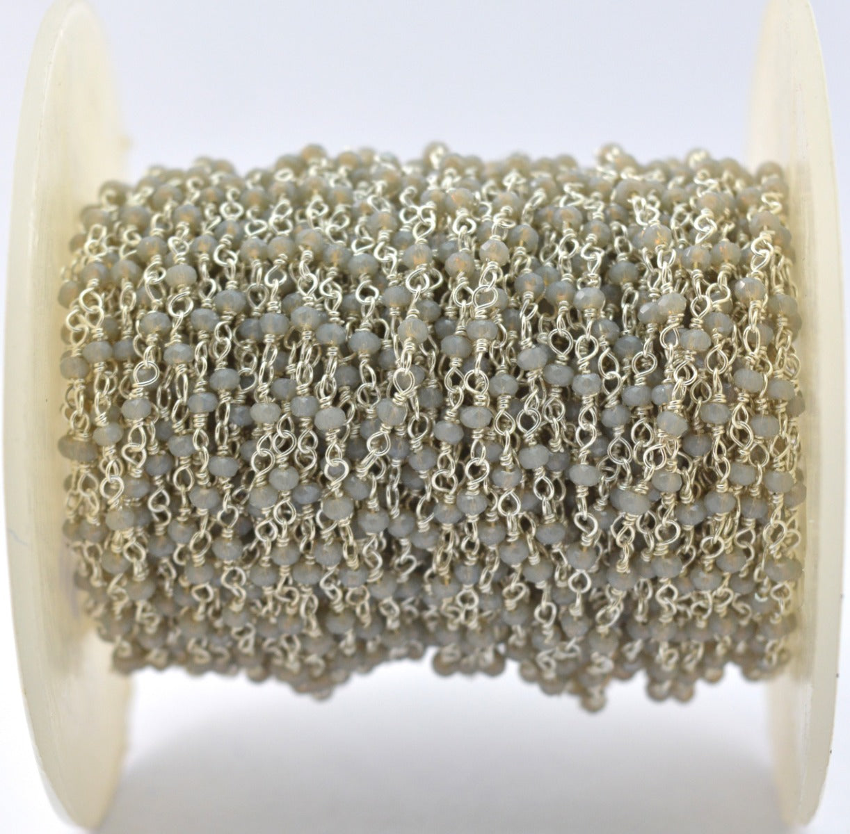 Trendy Chalcedony Rosary Chain in 925 Silver Gold - 2mm