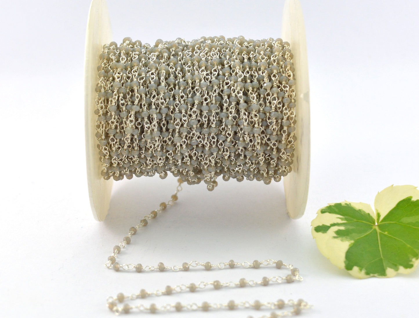 Trendy Chalcedony Rosary Chain in 925 Silver Gold - 2mm