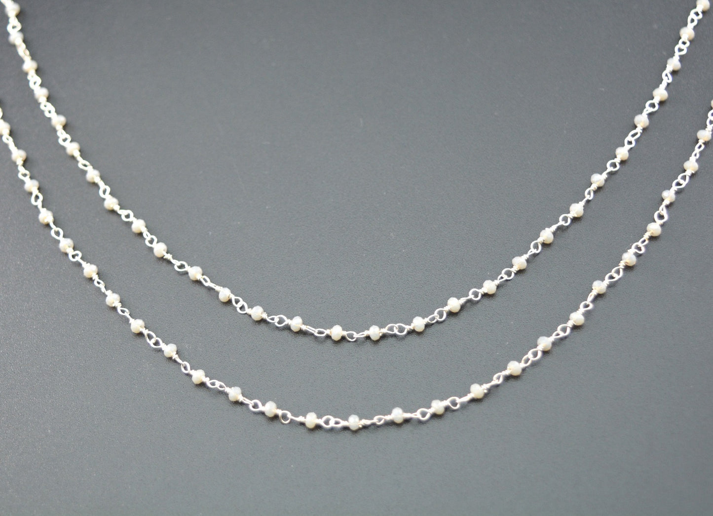 Trendy Chalcedony Rosary Chain in 925 Silver Gold - 2mm