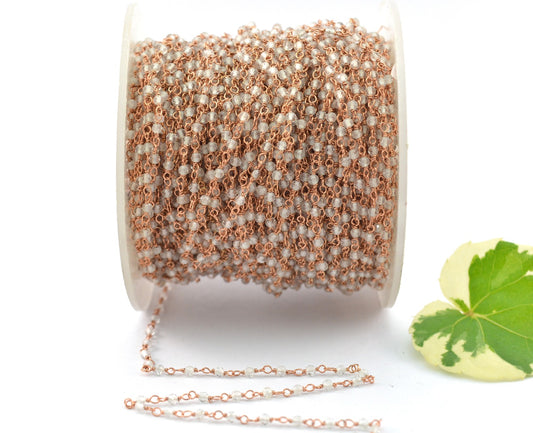 Trendy 925 Silver Gold Rosary Chain - Topaz 2mm