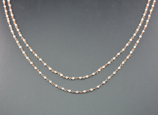 Trendy 925 Silver Gold Rosary Chain - Topaz 2mm - view 3