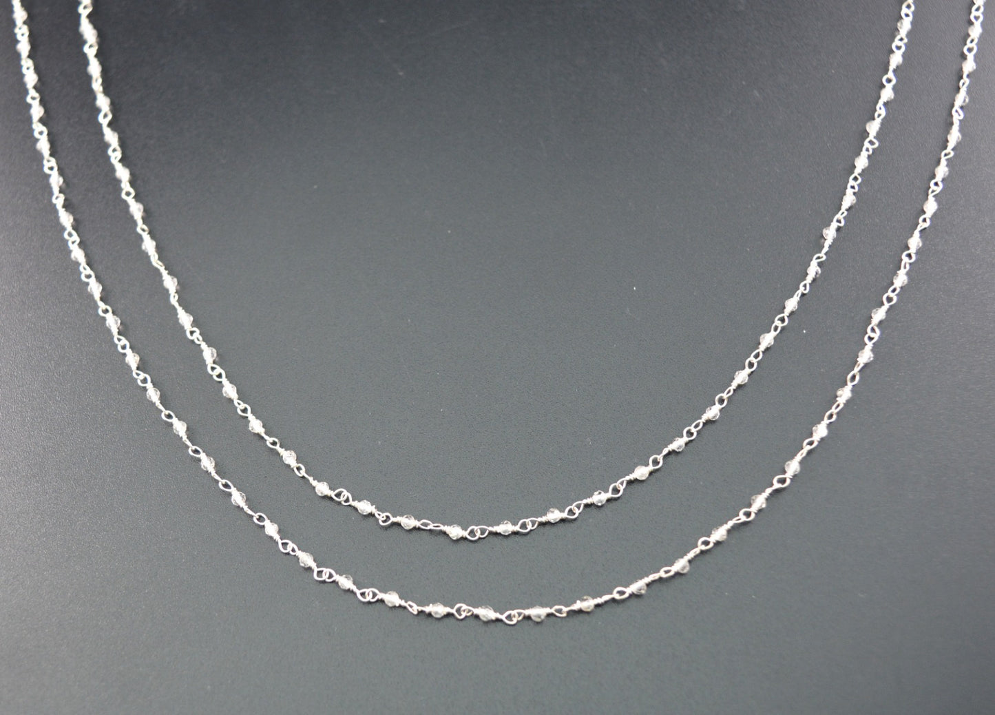 Trendy 925 Silver Gold Rosary Chain - Topaz 2mm