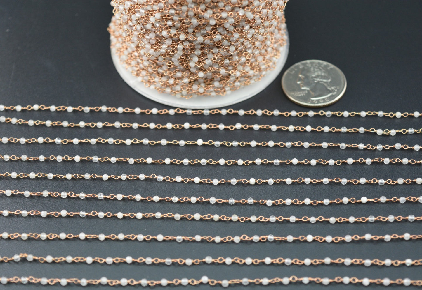 925 Silver Rosary Chain with Stone - 2mm