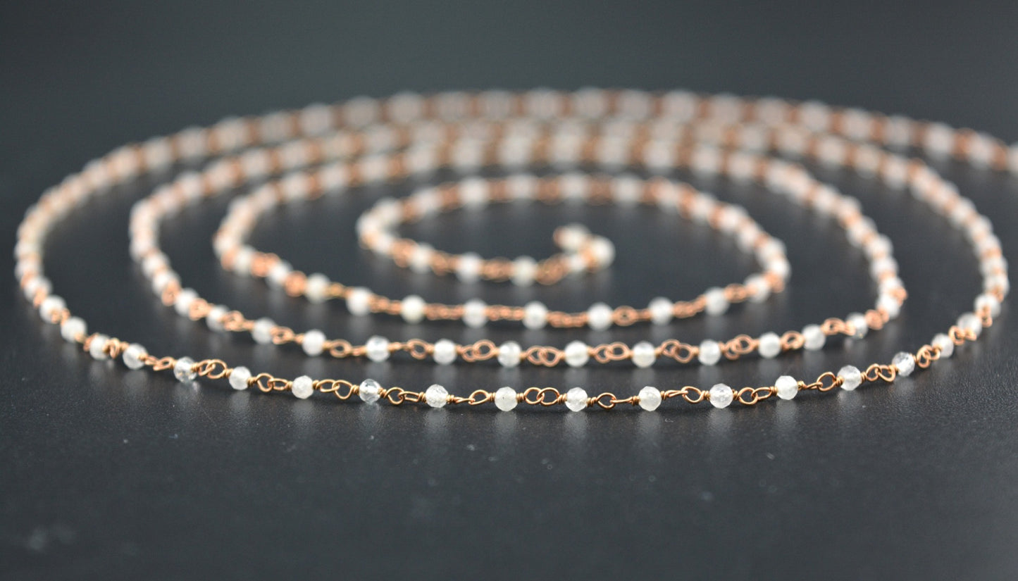 925 Silver Rosary Chain with Stone - 2mm