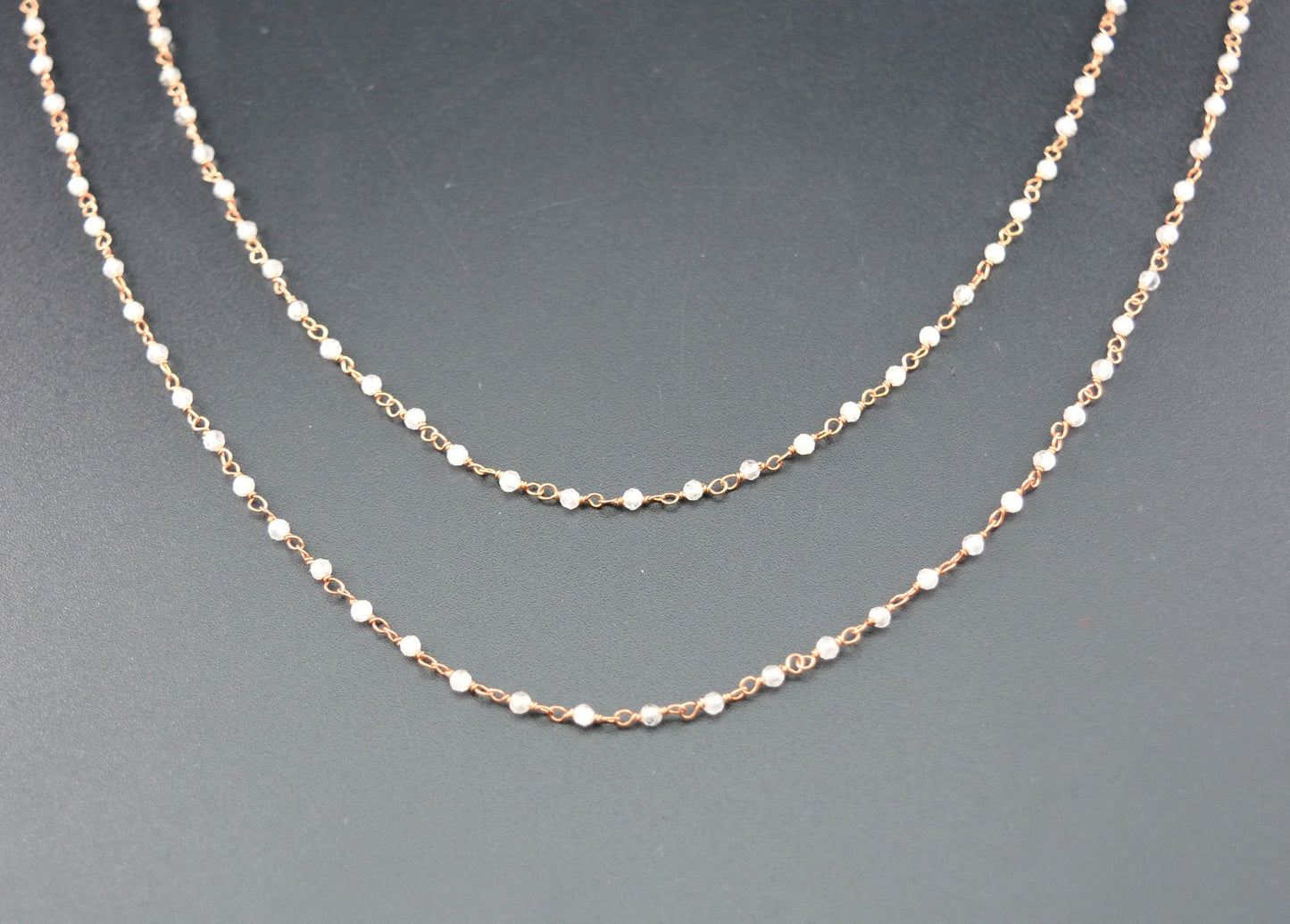 925 Silver Rosary Chain with Stone - 2mm