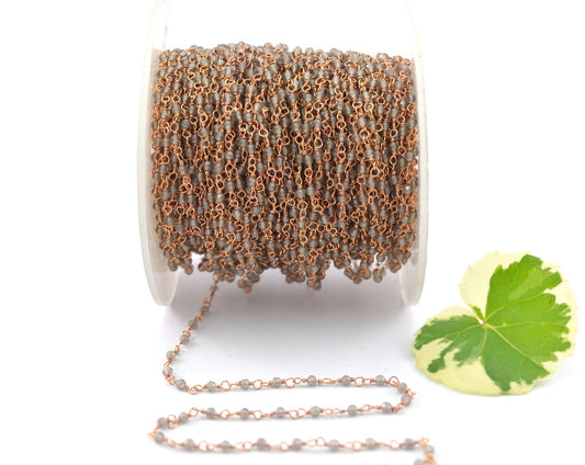 925 Silver Rosary Chain with Moonstone - 2mm