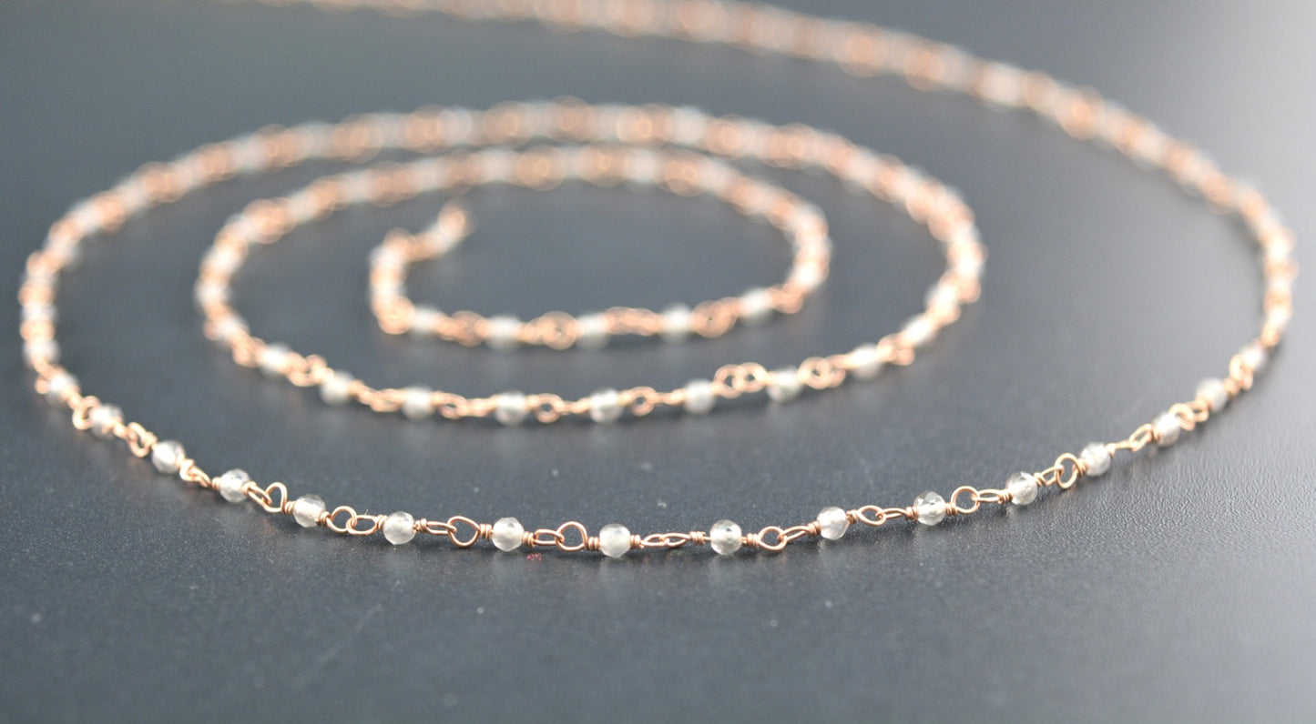 925 Silver Rosary Chain with Moonstone - 2mm