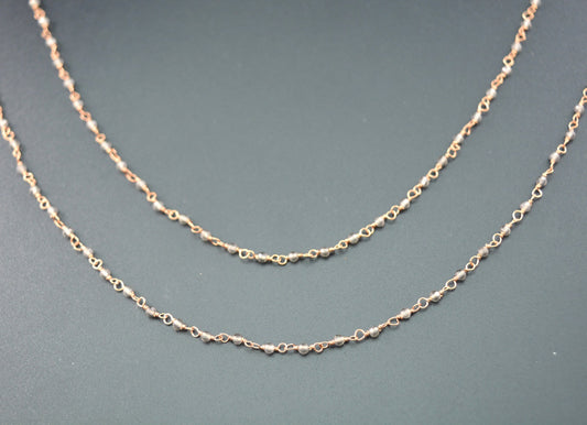 925 Silver Rosary Chain with Moonstone - 2mm - view 3