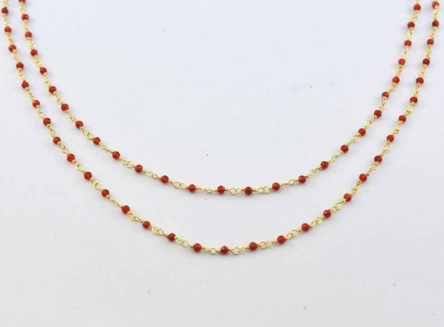 Vintage 925 Silver Gold Rosary Chain - Stone 2mm