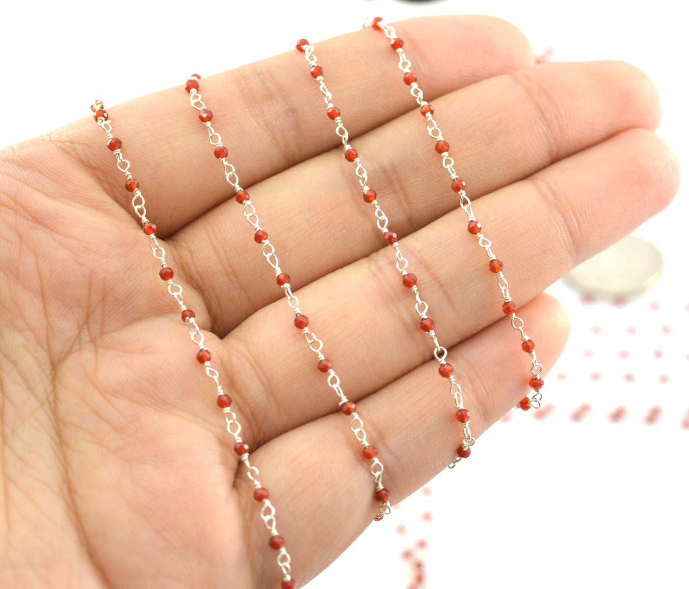 Vintage 925 Silver Gold Rosary Chain - Stone 2mm