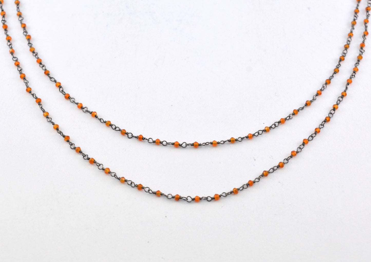 Vintage 925 Silver Gold Rosary Chain - Stone 2mm