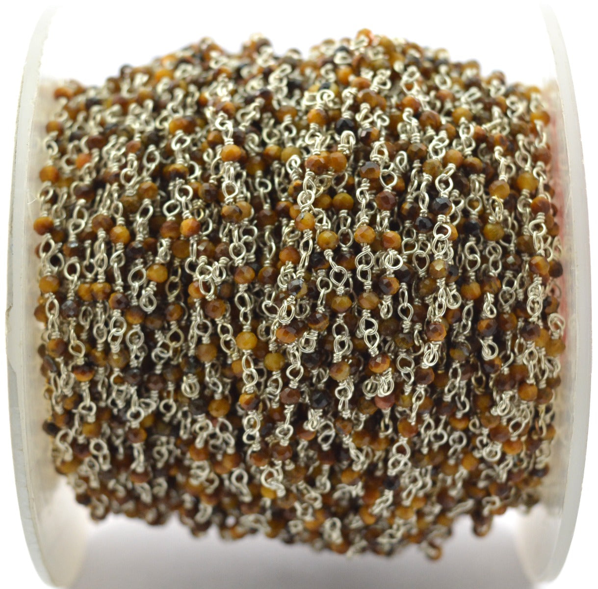 925 Silver Gold Rosary Chain with Stone - 2mm