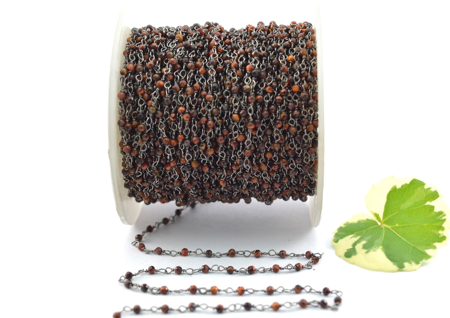 925 Silver Gold Rosary Chain with Stone - 2mm