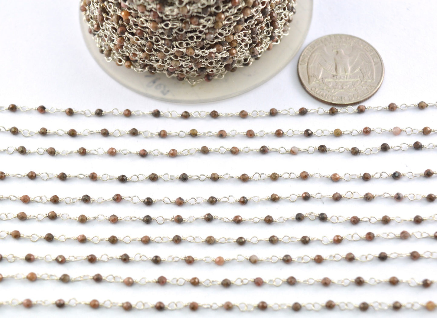 Charming 925 Silver Gold Rosary Chain - Jade 2mm