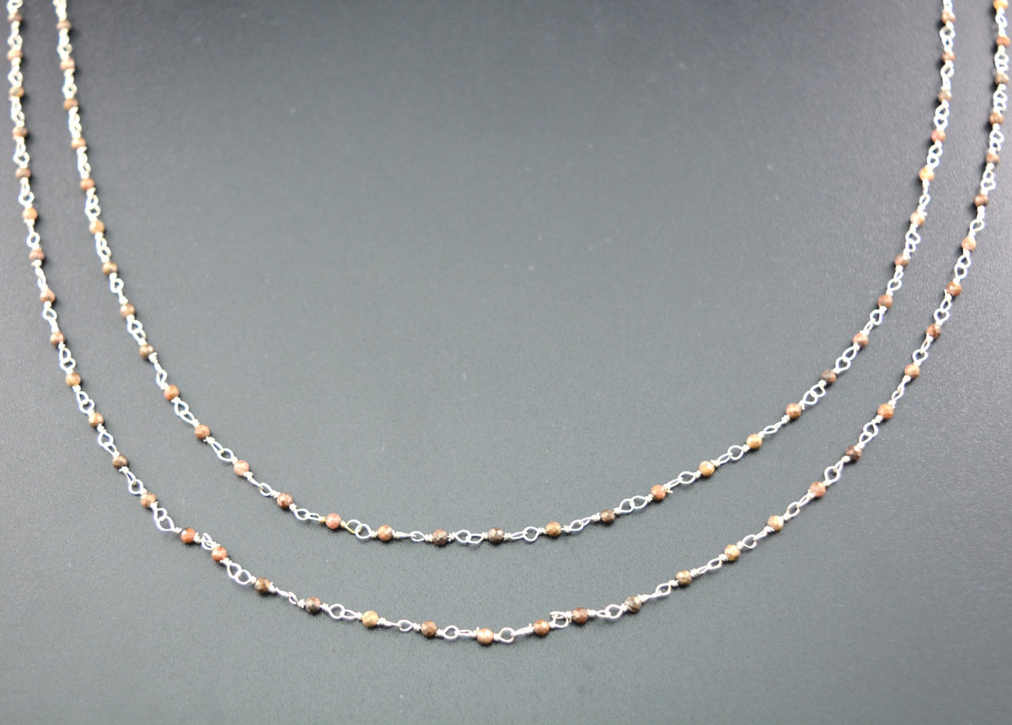 Charming 925 Silver Gold Rosary Chain - Jade 2mm