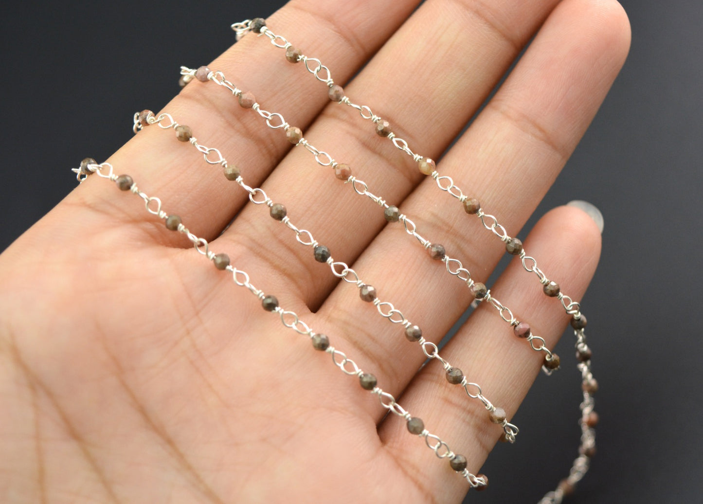 Charming 925 Silver Gold Rosary Chain - Jade 2mm