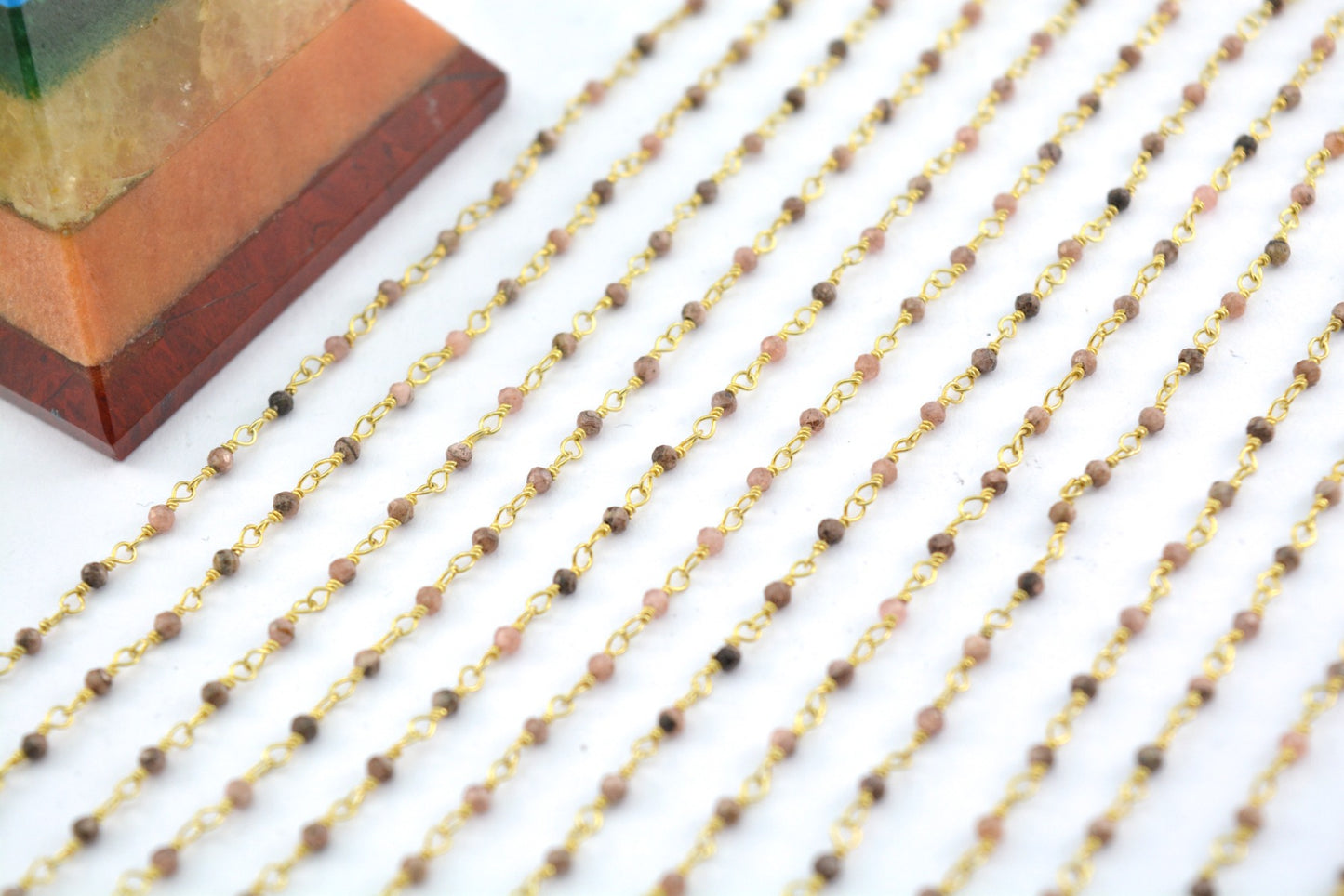 Charming 925 Silver Gold Rosary Chain - Jade 2mm