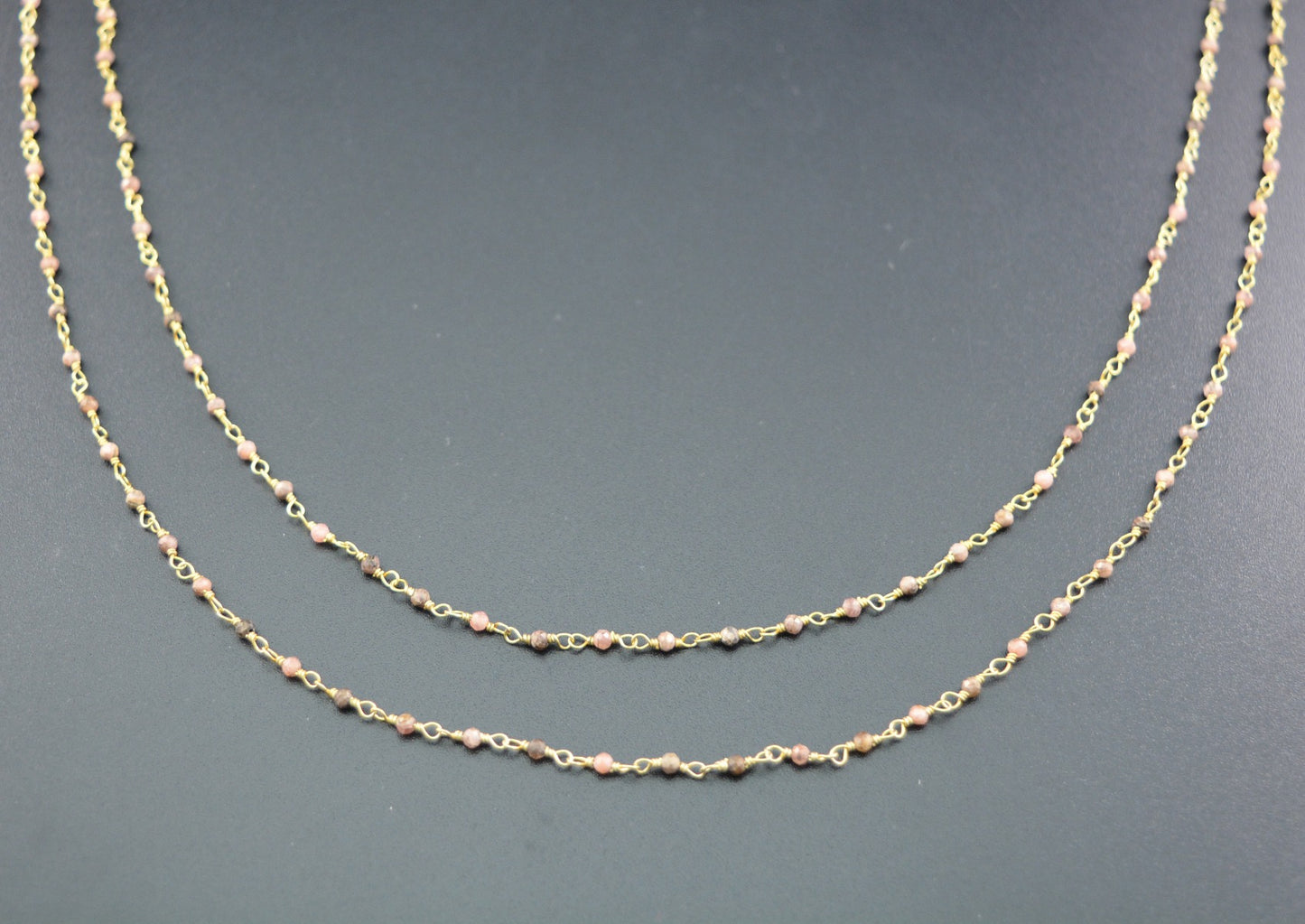 Charming 925 Silver Gold Rosary Chain - Jade 2mm