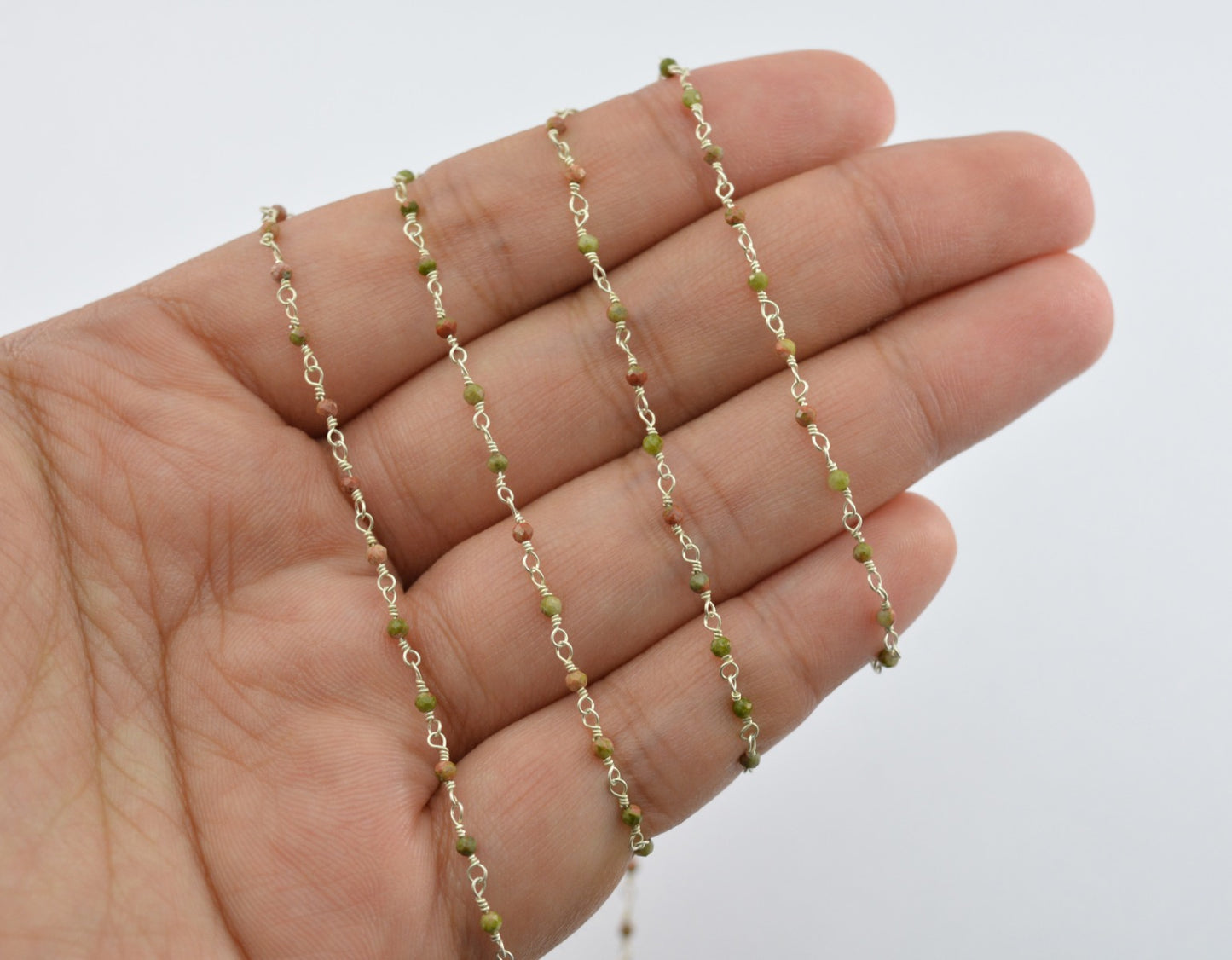 Stunning Rosary Chain - Stone 925 Silver Gold 2mm