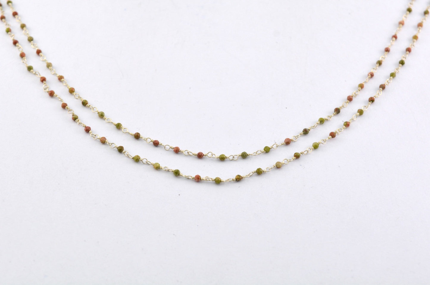 Stunning Rosary Chain - Stone 925 Silver Gold 2mm