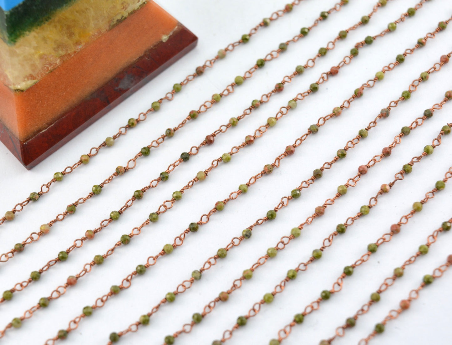 Stunning Rosary Chain - Stone 925 Silver Gold 2mm