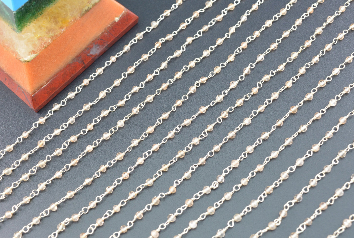 Quartz Rosary Chain - 925 Silver Gold,