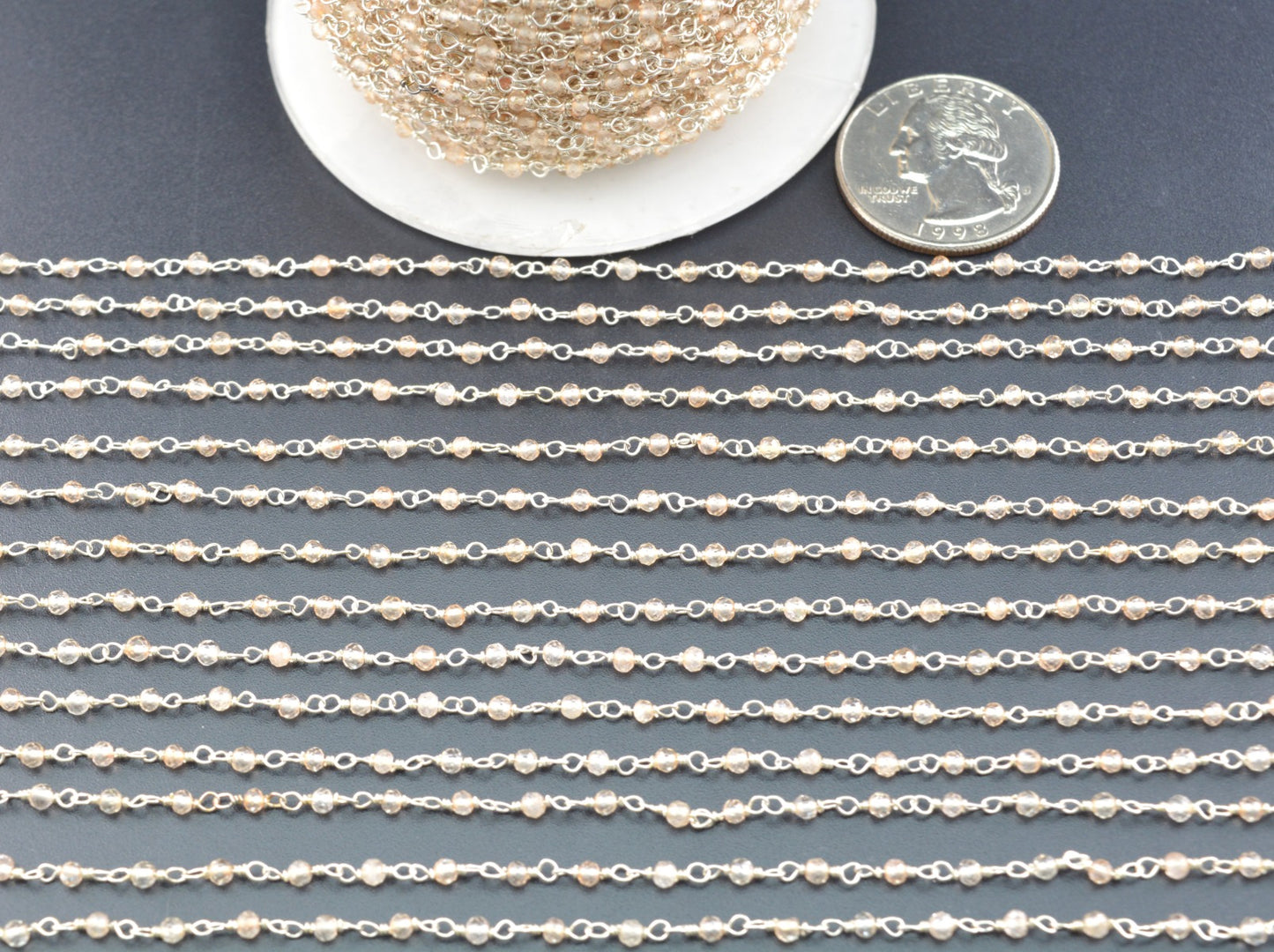 Quartz Rosary Chain - 925 Silver Gold,