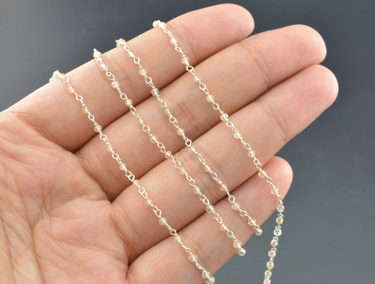 Quartz Rosary Chain - 925 Silver Gold,