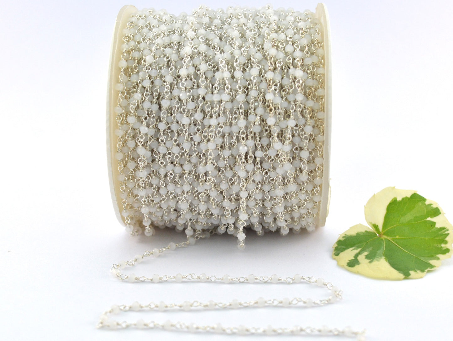 Beautiful Chalcedony Rosary Chain in 925 Silver Gold - 2mm