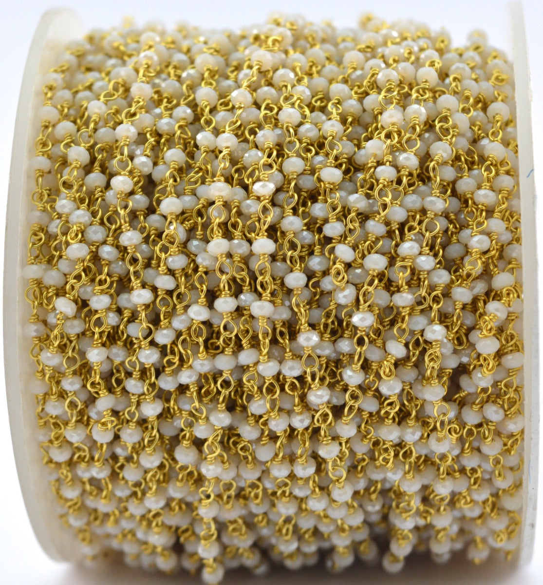 Beautiful Chalcedony Rosary Chain in 925 Silver Gold - 2mm