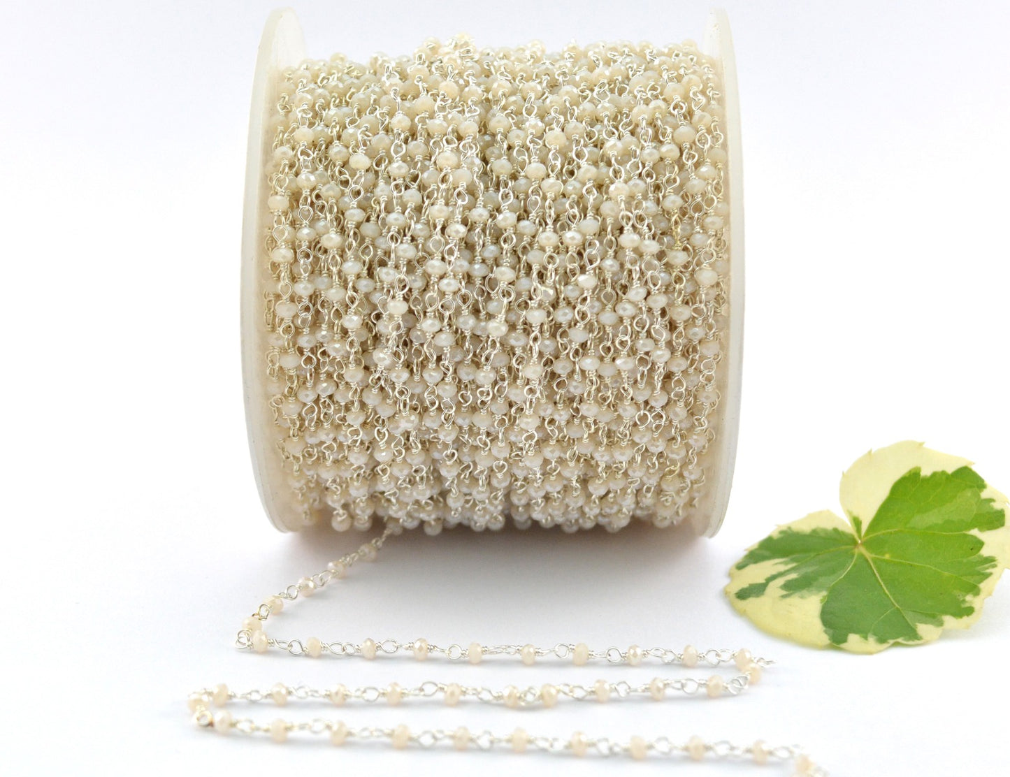 Beautiful Chalcedony Rosary Chain in 925 Silver - 2mm